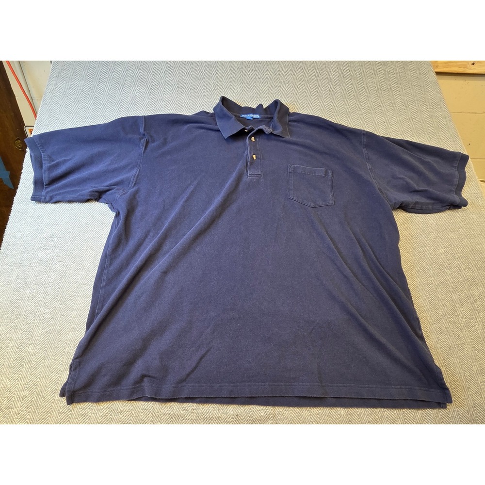Port Authority Polo Shirt Men 5XL Navy Short Sleeve Pocket Golf Performance Slit
